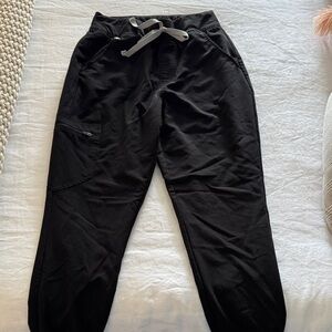 Figs Black Joggers with Gray Tie